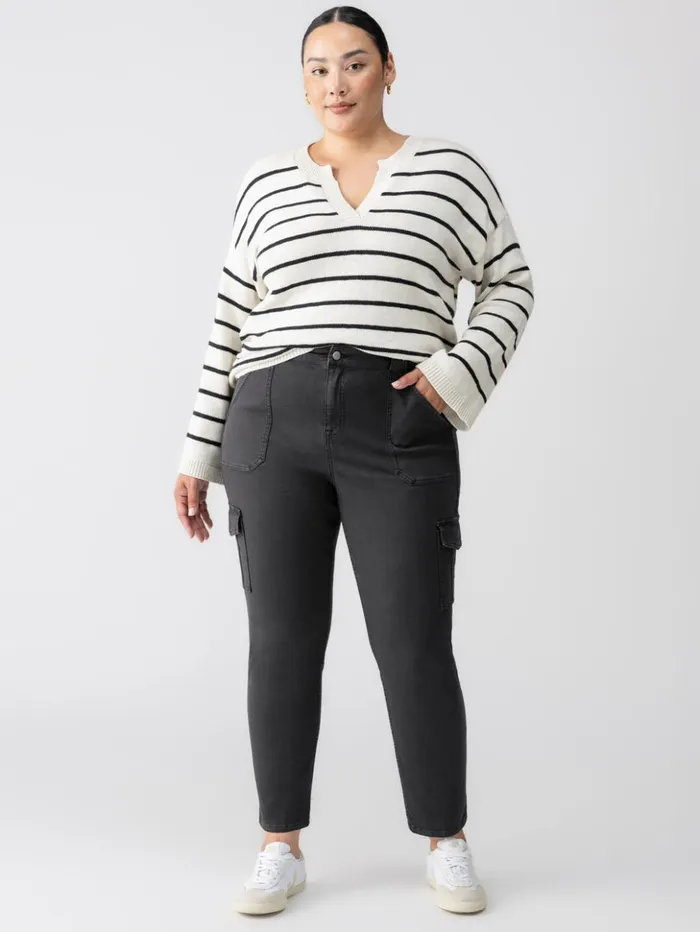 Sanctuary Clothing Pants Women Sculpted Hayden Cargo Standard Rise Pant Black Inclusive Collection