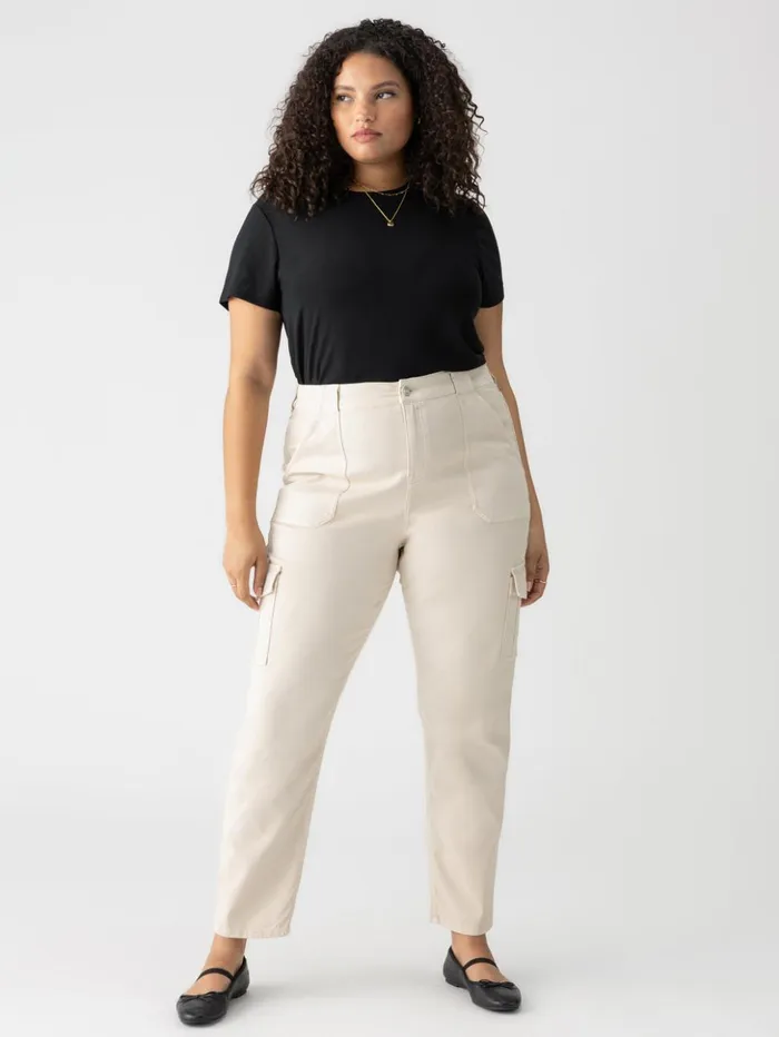 Sanctuary Clothing Pants Women Sculpted Hayden Cargo Standard Rise Pant Toasted Almond Inclusive Collection