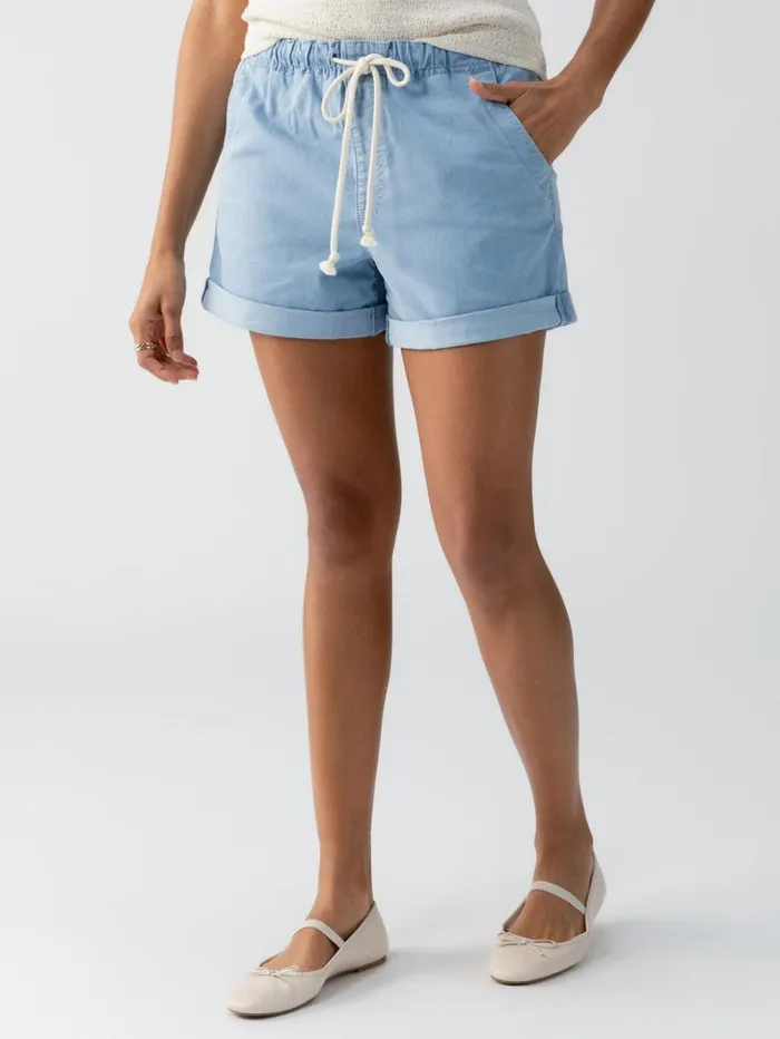 Sanctuary Clothing Shorts Women Beachy Cuffed Standard Rise Short Pale Blue