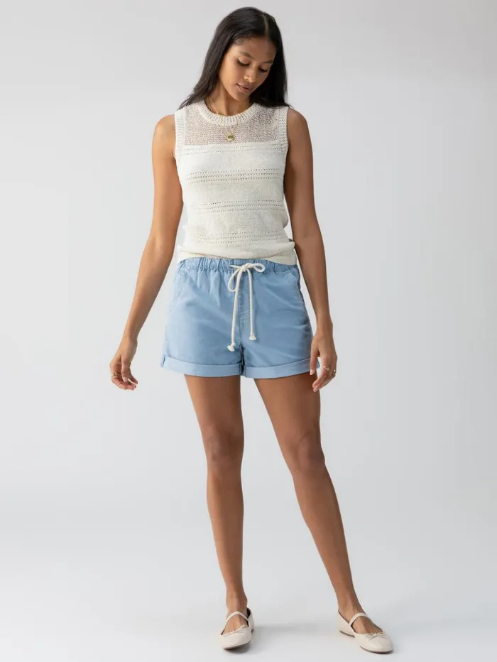 Sanctuary Clothing Shorts Women Beachy Cuffed Standard Rise Short Pale Blue