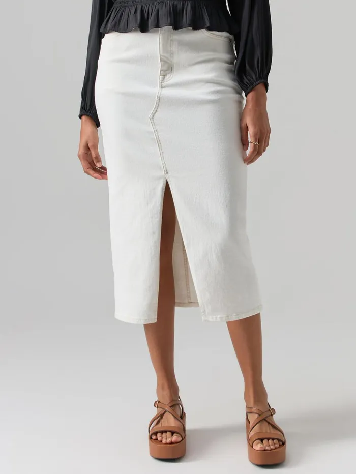 Sanctuary Clothing Skirts Women Denim Midi Skirt Chalk