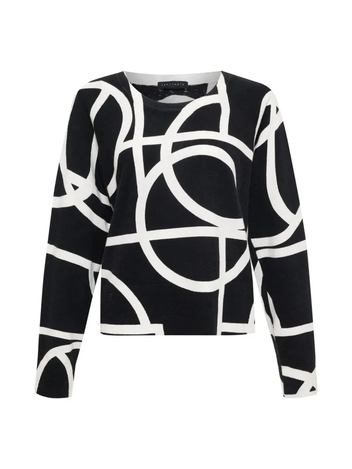 Sanctuary Clothing Sweaters and Cardis Women All Day Long Sweater Graphic Lines Black