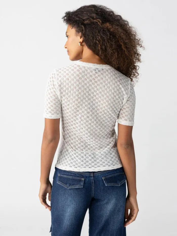 Sanctuary Clothing Tees and Tops Women Geo Mesh Tee Chalk