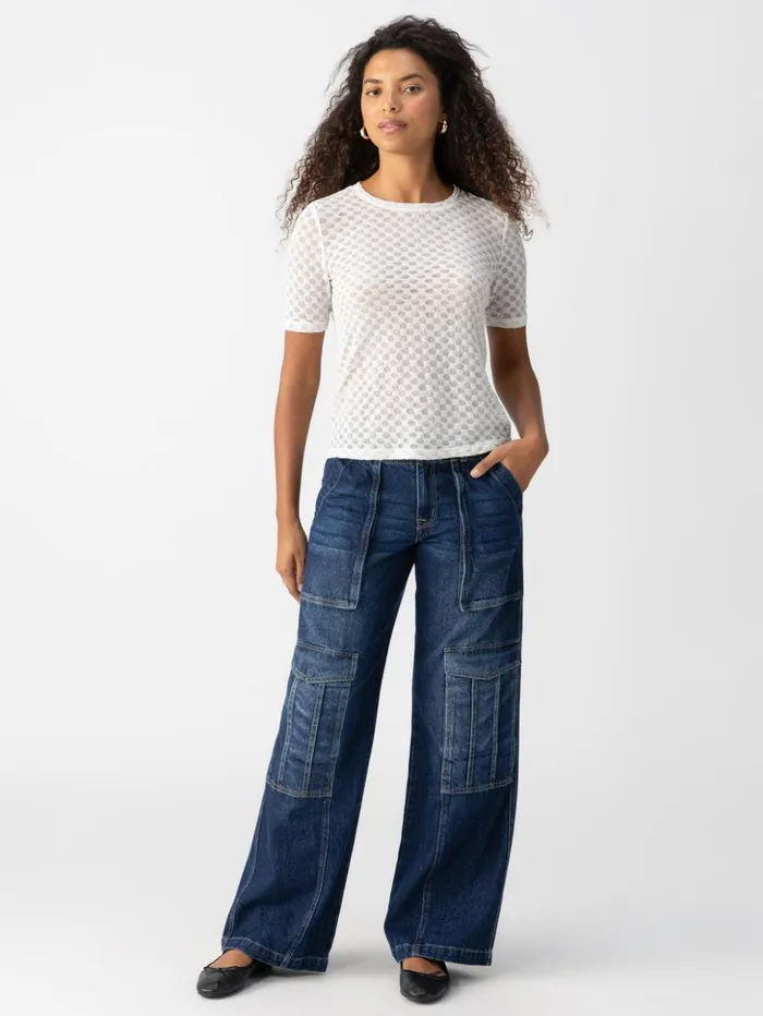 Sanctuary Clothing Tees and Tops Women Geo Mesh Tee Chalk