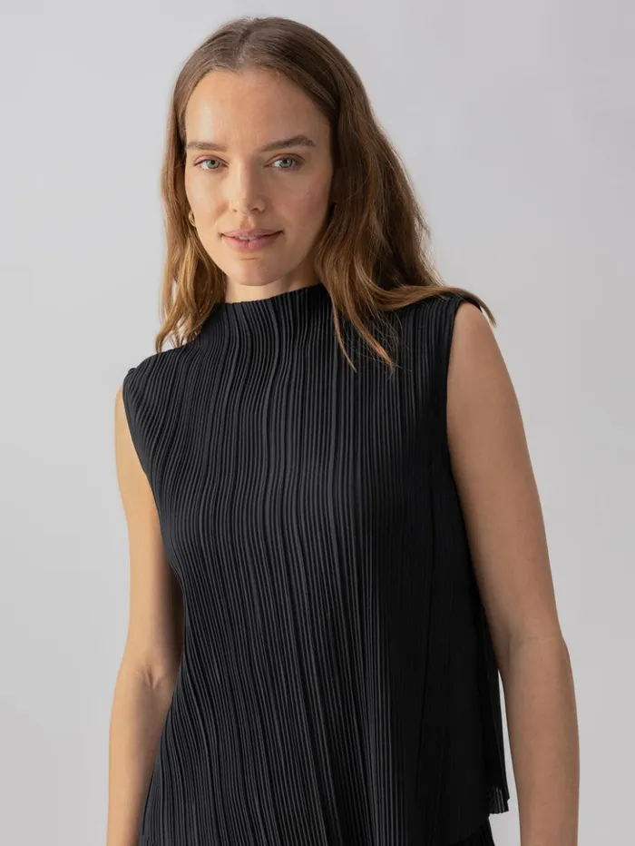 Sanctuary Clothing Tees and Tops Women Plisse Mock Neck Top Black Sanctuary Clothing Tees and Tops Women Plisse Mock Neck Top Black