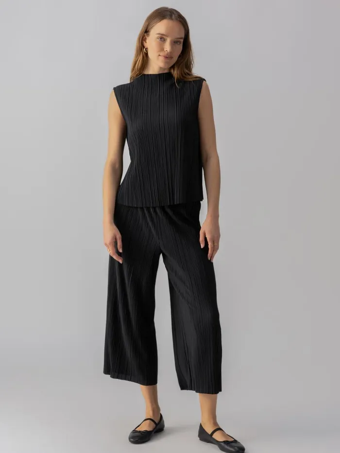 Sanctuary Clothing Tees and Tops Women Plisse Mock Neck Top Black Sanctuary Clothing Tees and Tops Women Plisse Mock Neck Top Black