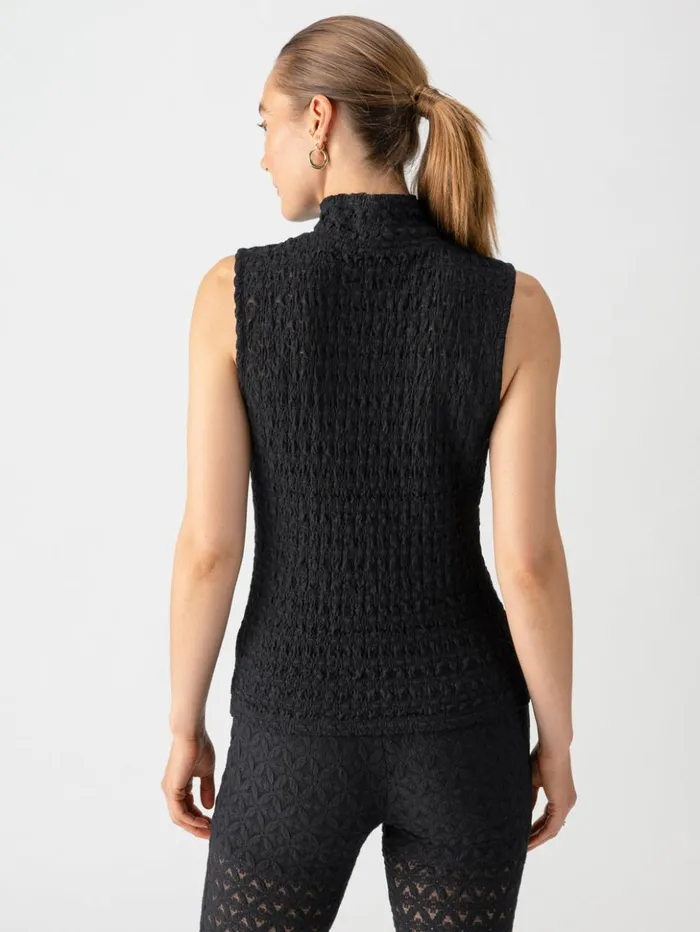 Sanctuary Clothing Tees and Tops Women Pucker Up Lace Mock Neck Tank Black Sanctuary Clothing Tees and Tops Women Pucker Up Lace Mock Neck Tank Black