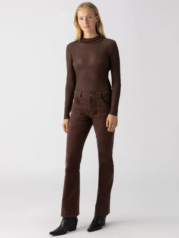Sanctuary Clothing Tees and Tops Women The Semi Sheer Long Sleeve Mock Neck Top Coffee
