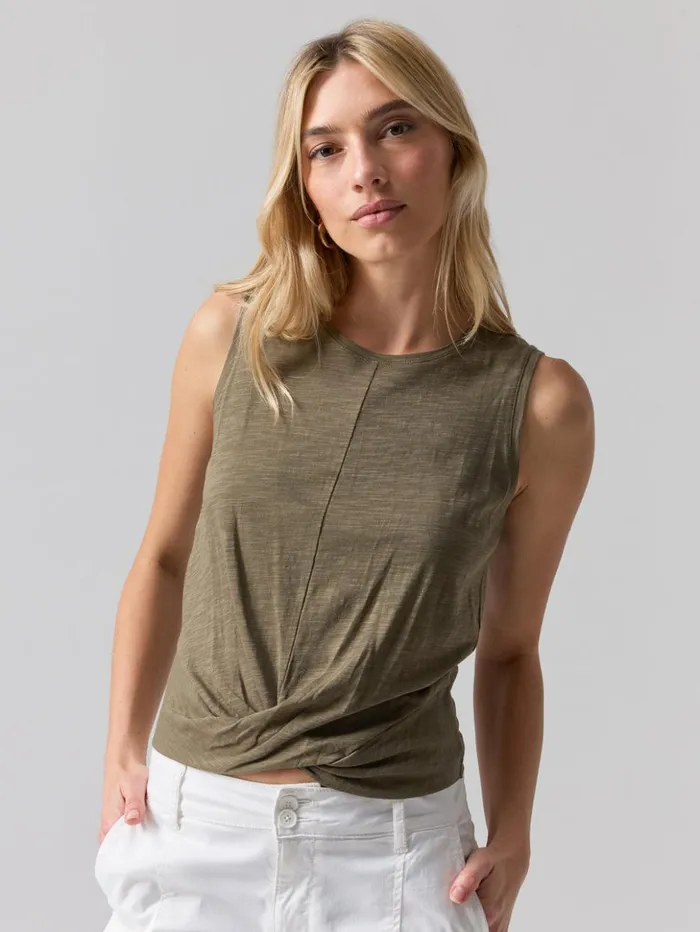 Sanctuary Clothing Tees and Tops Women Twisted Tank Burnt Olive
