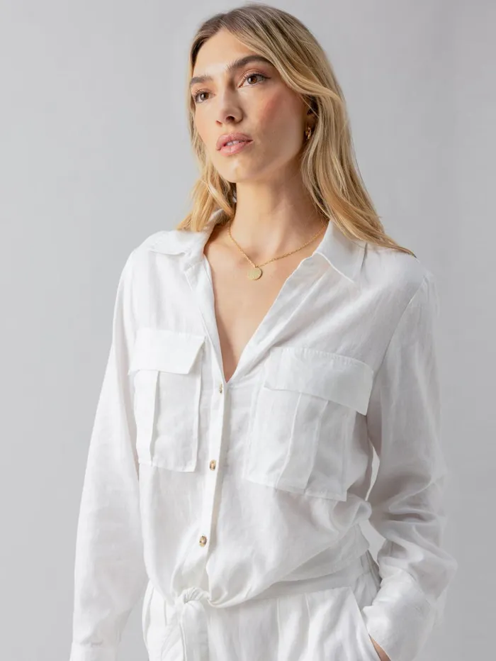 Sanctuary Clothing Tees and Tops Women Utility Pocket Shirt White