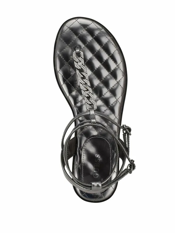 Sandals Brighti Chain TStrap Sandals Pewter GUESS Women