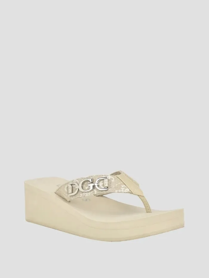 Sandals Edany Denim G Buckle Wedge Sandals Taupe 8211 GUESS Women