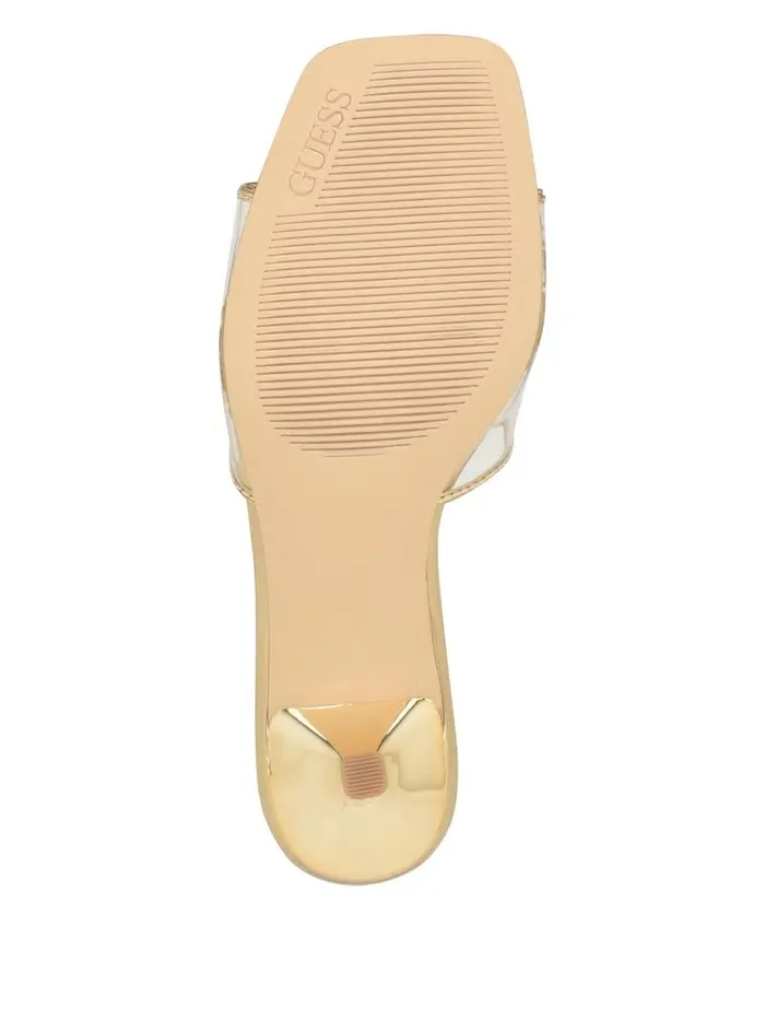 Sandals Lusie Triangle Clear Kitten Mules Gold GUESS Women Sandals Lusie Triangle Clear Kitten Mules Gold GUESS Women