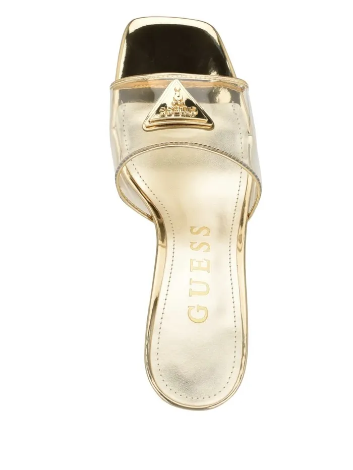 Sandals Lusie Triangle Clear Kitten Mules Gold GUESS Women Sandals Lusie Triangle Clear Kitten Mules Gold GUESS Women