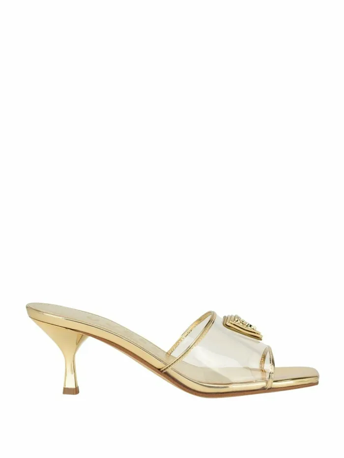 Sandals Lusie Triangle Clear Kitten Mules Gold GUESS Women Sandals Lusie Triangle Clear Kitten Mules Gold GUESS Women