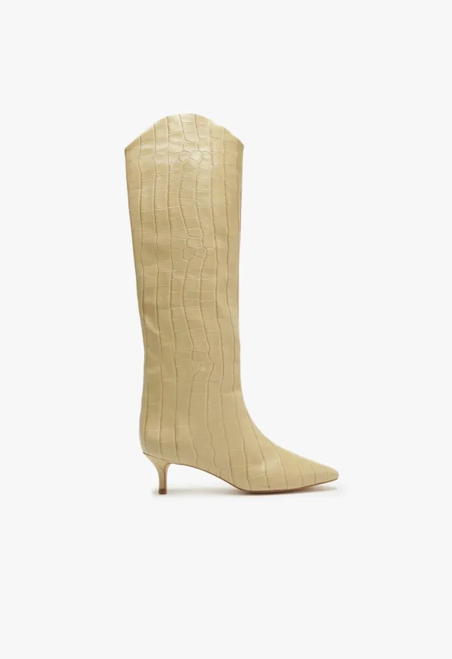 Schutz Shoes Boots Maryana Lo CrocodileEmbossed Leather Boot Almond Buff 8211 Women Schutz Shoes Boots Maryana Lo CrocodileEmbossed Leather Boot Almond Buff 8211 Women
