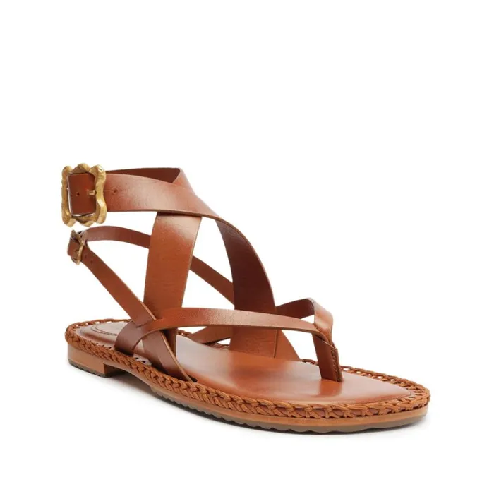 Schutz Shoes Flats Keith Flat Leather Sandal Honey Peach 8211 Women