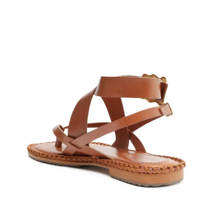Schutz Shoes Flats Keith Flat Leather Sandal Honey Peach 8211 Women