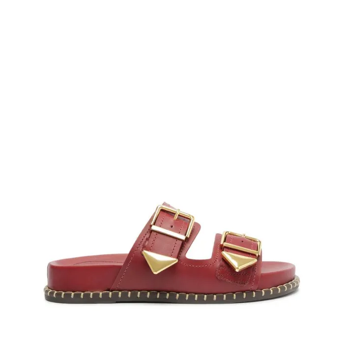 Schutz Shoes Flats Naomi Sporty Leather Sandal Red 8211 Women
