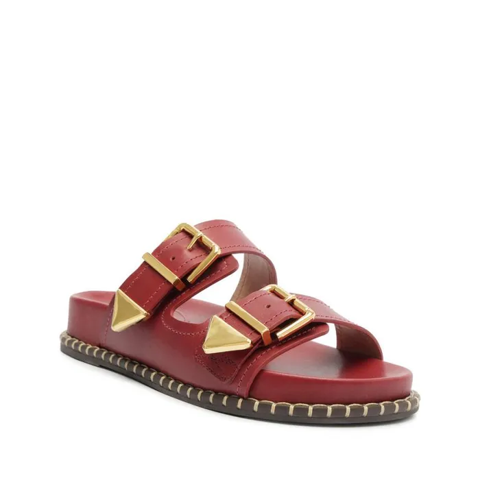 Schutz Shoes Flats Naomi Sporty Leather Sandal Red 8211 Women