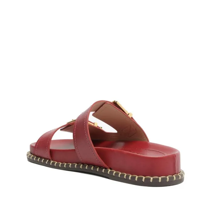 Schutz Shoes Flats Naomi Sporty Leather Sandal Red 8211 Women