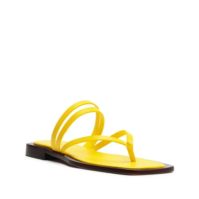 Schutz Shoes Flats Rania Leather Flat Sandal Yellow 8211 Women