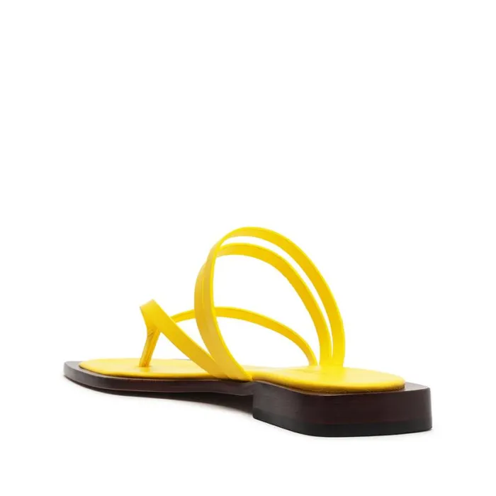 Schutz Shoes Flats Rania Leather Flat Sandal Yellow 8211 Women