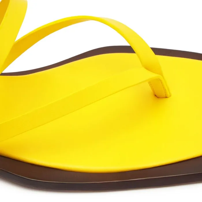 Schutz Shoes Flats Rania Leather Flat Sandal Yellow 8211 Women