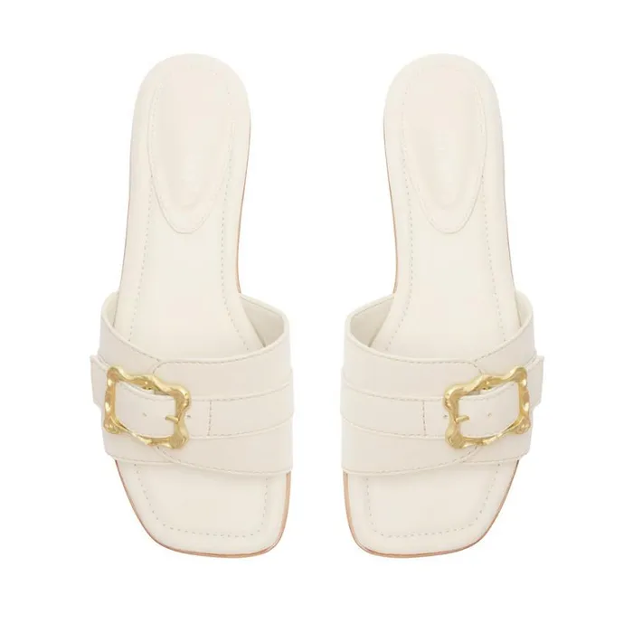 Schutz Shoes Flats Wavy Flat Sandal White 8211 Women