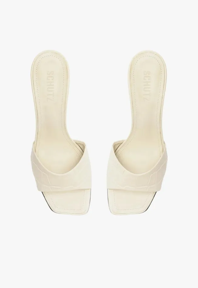 Schutz Shoes Mules Posseni Leather Sandal White 8211 Women