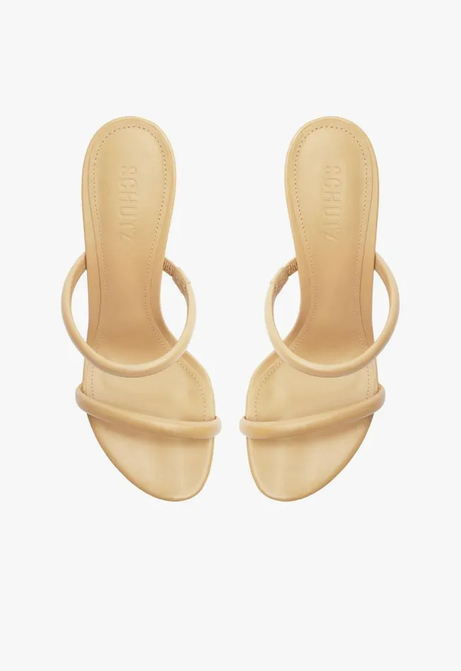 Schutz Shoes Mules Taliah Nappa Leather Sandal Light Beige 8211 Women