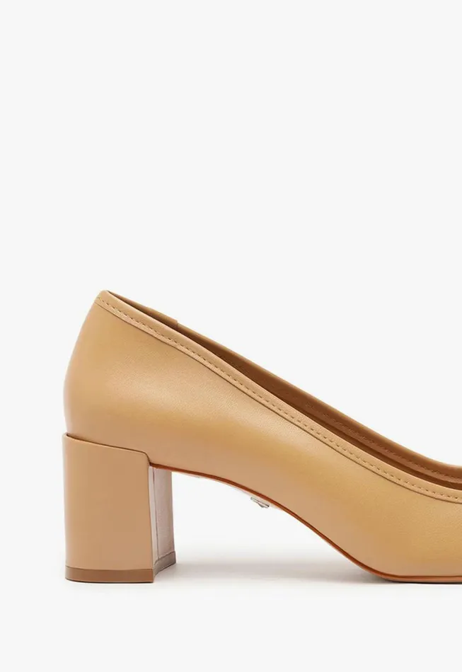 Schutz Shoes Pumps Arissa Block Leather Pump Beige 8211 Women