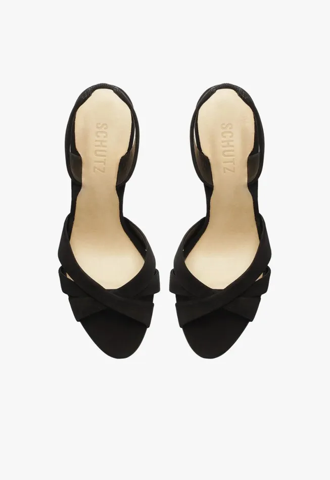 Schutz Shoes Slingbacks Keefa Sling Nubuck Sandal Black 8211 Women