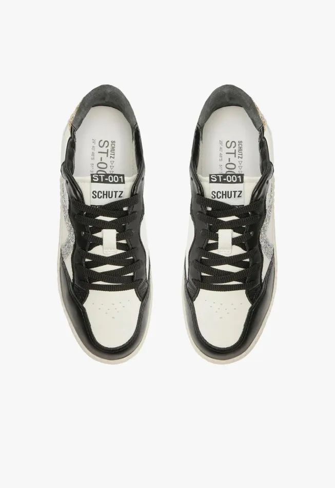 Schutz Shoes Sneakers ST001 Leather Sneaker Silver 8211 Women