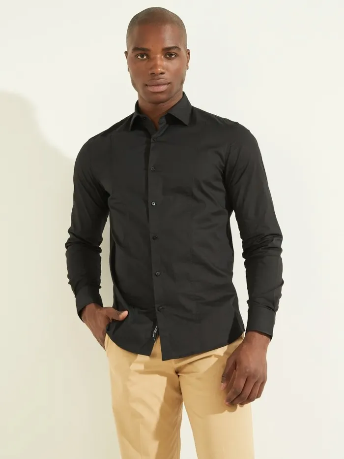 Shirts GUESS Men Eco Oliver Shirt Black Shirts GUESS Men Eco Oliver Shirt Black