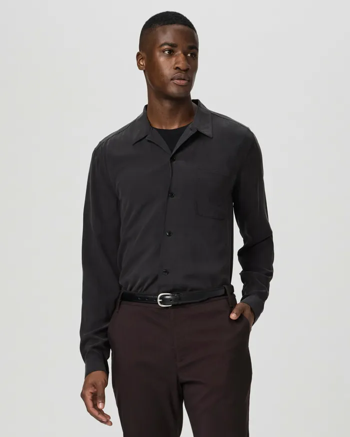 Shirts Icon Capsule Carnaby Button Up 8211 Bristol Black Silk 8211 PAIGE Men