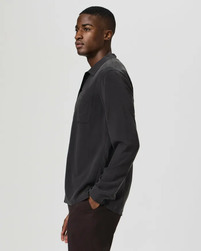 Shirts Icon Capsule Carnaby Button Up 8211 Bristol Black Silk 8211 PAIGE Men