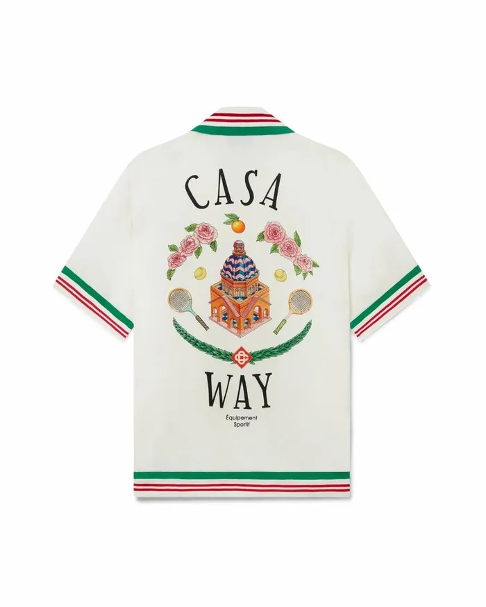 Shirts Men Casablanca Paris Casa Way Knitted Collar Silk Shirt