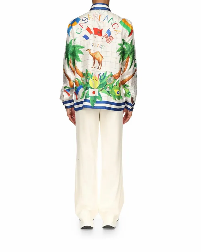 Shirts Men Casablanca Paris Tennis Club Classic Silk Shirt Shirts Men Casablanca Paris Tennis Club Classic Silk Shirt