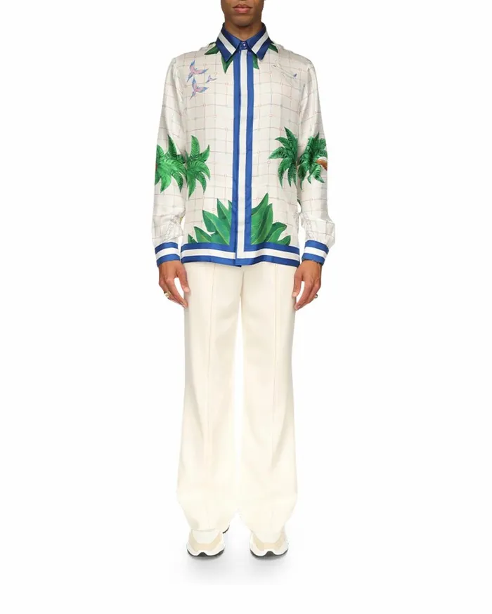 Shirts Men Casablanca Paris Tennis Club Classic Silk Shirt Shirts Men Casablanca Paris Tennis Club Classic Silk Shirt