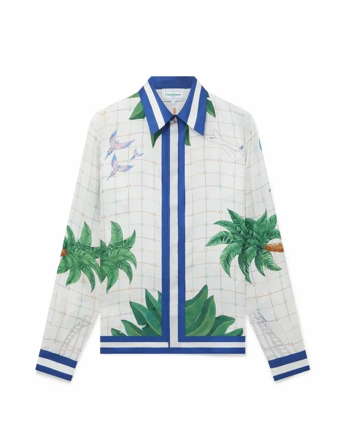 Shirts Men Casablanca Paris Tennis Club Classic Silk Shirt Shirts Men Casablanca Paris Tennis Club Classic Silk Shirt