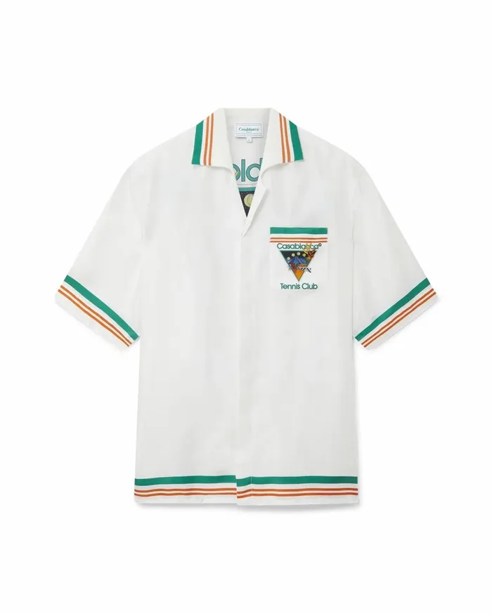Shirts Men Casablanca Paris Tennis Club Icon Knitted Collar Silk Shirt Shirts Men Casablanca Paris Tennis Club Icon Knitted Collar Silk Shirt