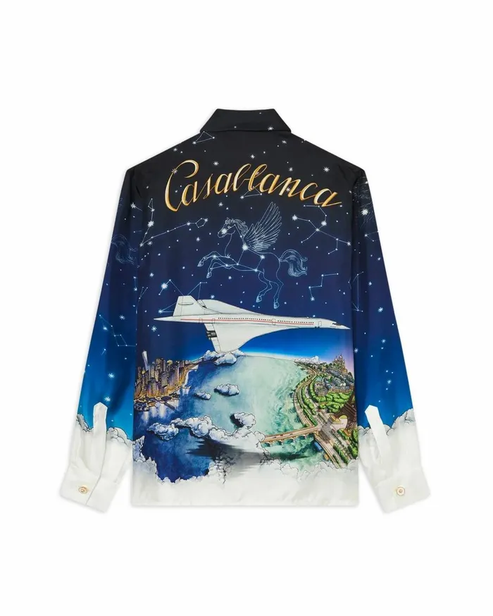 Shirts Men Casablanca Paris Vol De Nuit Silk Shirt