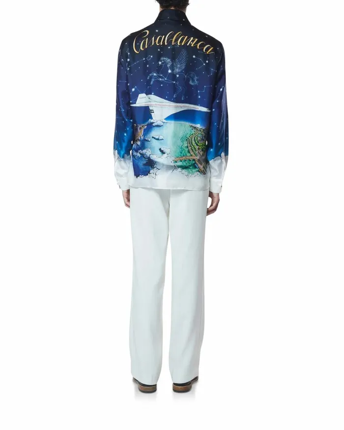 Shirts Men Casablanca Paris Vol De Nuit Silk Shirt Shirts Men Casablanca Paris Vol De Nuit Silk Shirt