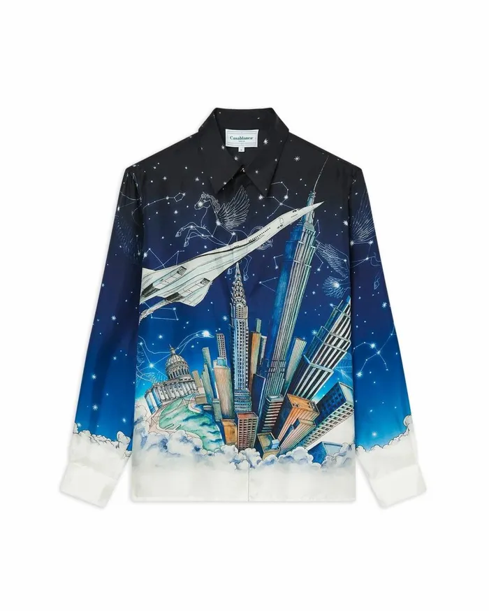 Shirts Men Casablanca Paris Vol De Nuit Silk Shirt Shirts Men Casablanca Paris Vol De Nuit Silk Shirt