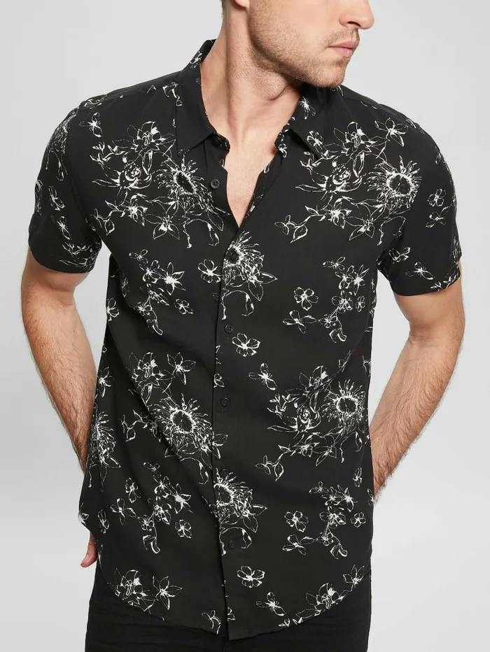 Shirts Men Eco Rayon Sienna Floral Shirt Sienna Floral Jet Black GUESS