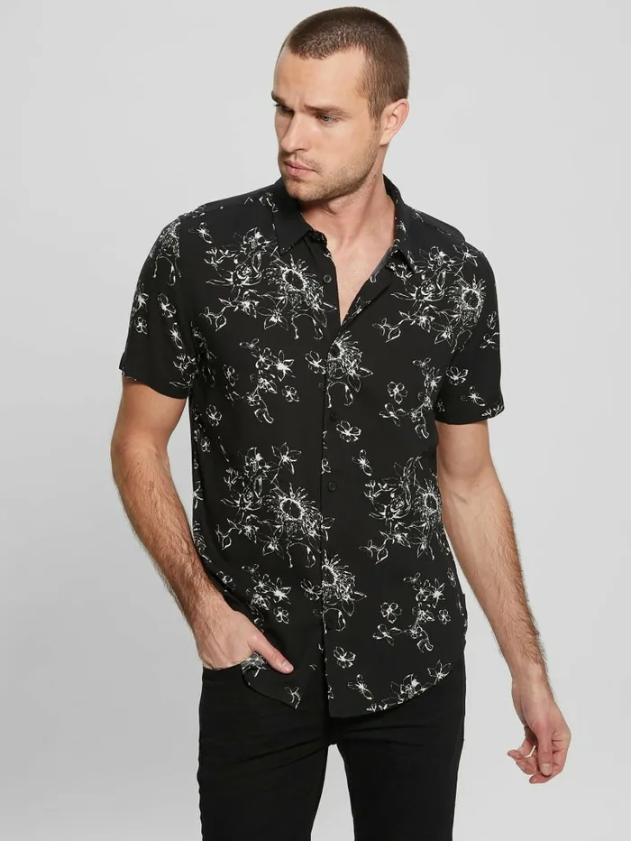 Shirts Men Eco Rayon Sienna Floral Shirt Sienna Floral Jet Black GUESS Shirts Men Eco Rayon Sienna Floral Shirt Sienna Floral Jet Black GUESS