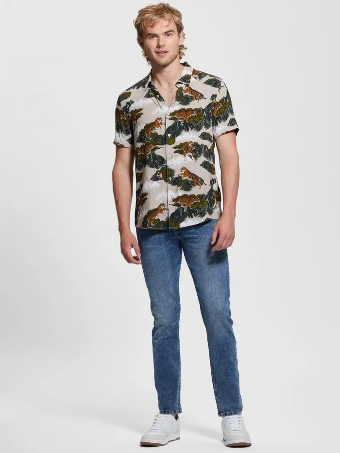 Shirts Men GUESS Eco Mountain Tiger Shirt Mountain Tiger Shirts Men GUESS Eco Mountain Tiger Shirt Mountain Tiger