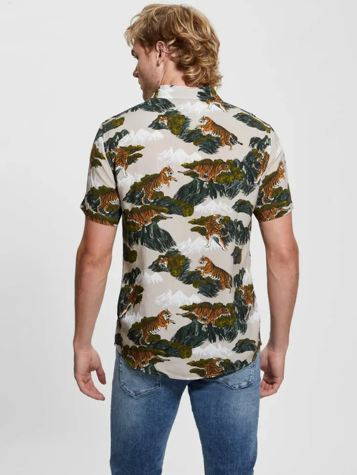 Shirts Men GUESS Eco Mountain Tiger Shirt Mountain Tiger Shirts Men GUESS Eco Mountain Tiger Shirt Mountain Tiger