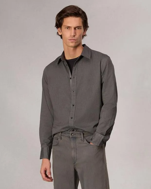 Shirts Men rag and bone Tomlin StretchCotton Dobby Shirt ArmyDark GreyHeron BluePearl GreyWhite